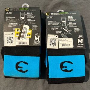 Youth Performance Soccer Socks in Blue and Black - M(2-Packs/2-Pair Per Pack)